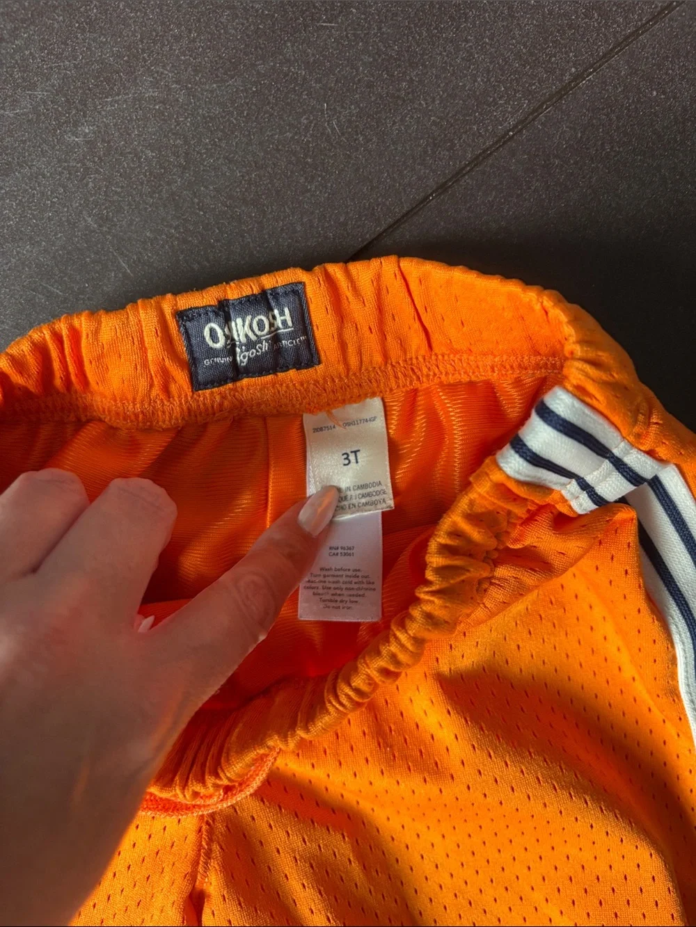 OshKosh B'gosh Orange Mesh Athletic Shorts & Old Navy Gray Shorts EUC